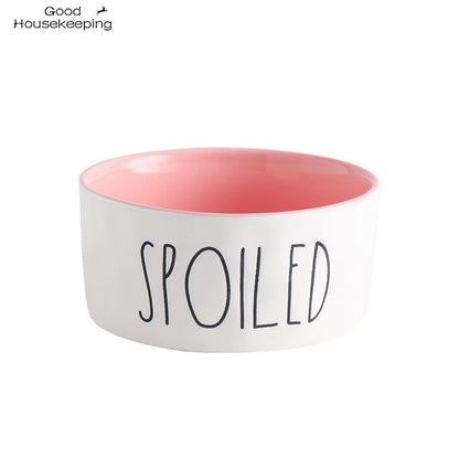 Cat Bowls Pet Food and Water Bowls Cartoon Letters Ceramic for Cats Dogs Pets Bowl Food Water Feeding Pet Supplies